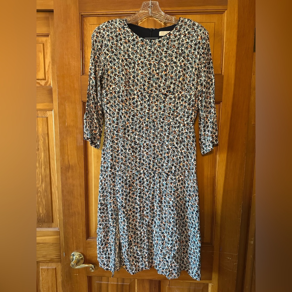 LOFT Petite Printed Midi Dress with Zipper